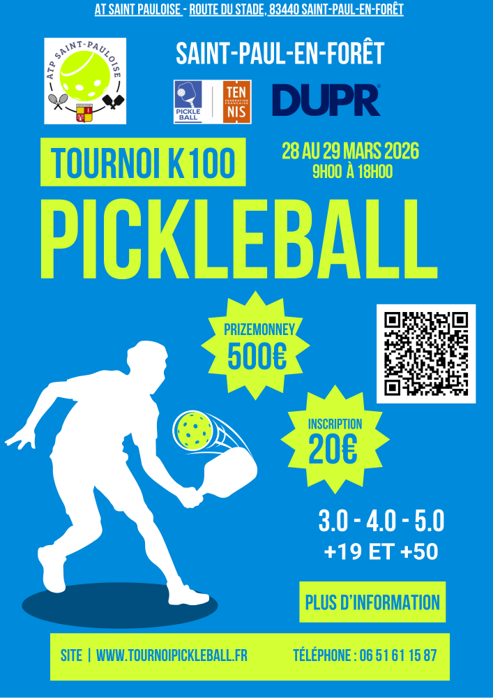 Tournoi pickleball K100 - Saint-Paul test